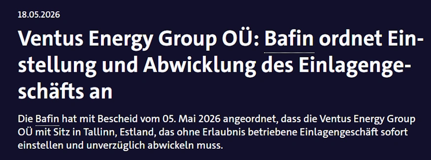 ventus energy bafin anordnung