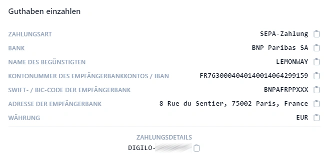 digilo geld einzahlen